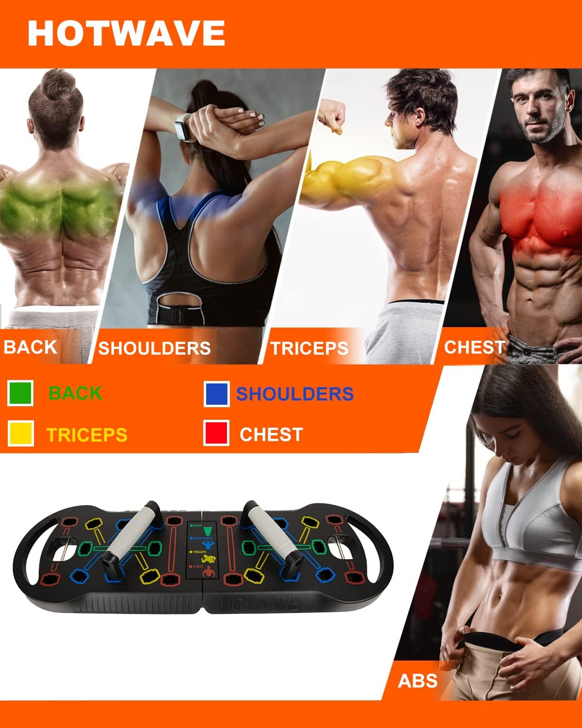 HOTWAVE Portable Exercise Equipment with 16 Gym Accessories.20 in 1 Push Up Board Fitness,Resistance Bands with Ab Roller Wheel,Home Workout for Men - Image 2
