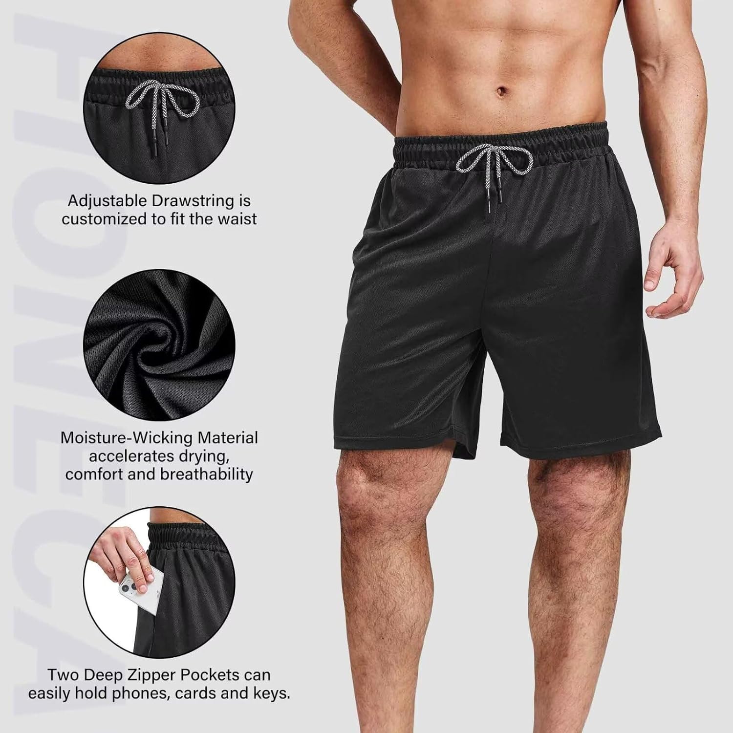 5 Pack Gym Shorts for Men 7 inch, Mens Athletic Running Shorts Dry Fit & Mesh Active Workout Shorts for Men with Pockets - Image 4